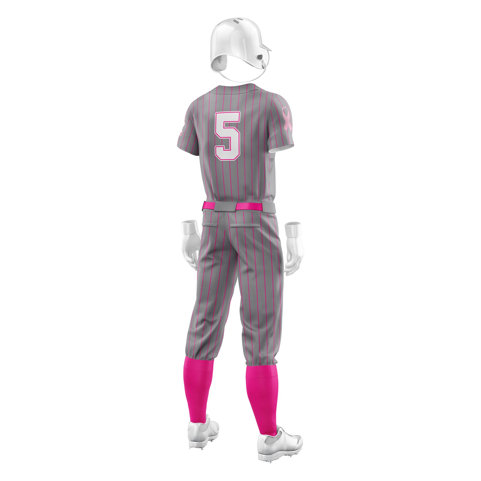 Custom Baseball Uniforms - Full Button & Pink Stripes - Champtrove