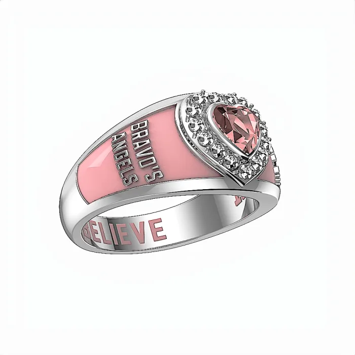 Premium Cheer Ring - Pink Heart Cut Center Stone
